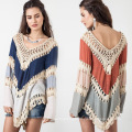 Macacão de banho feminino de verão Bohemia sexy crochet biniki swim cover up